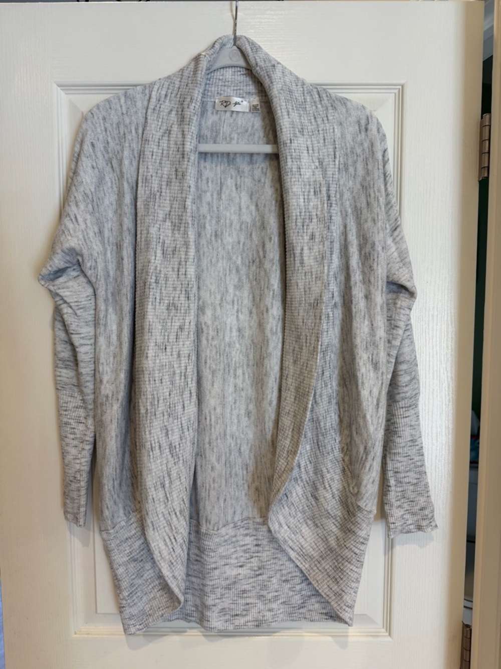 RD Style Heathered Light Gray Open-Front Cardigan